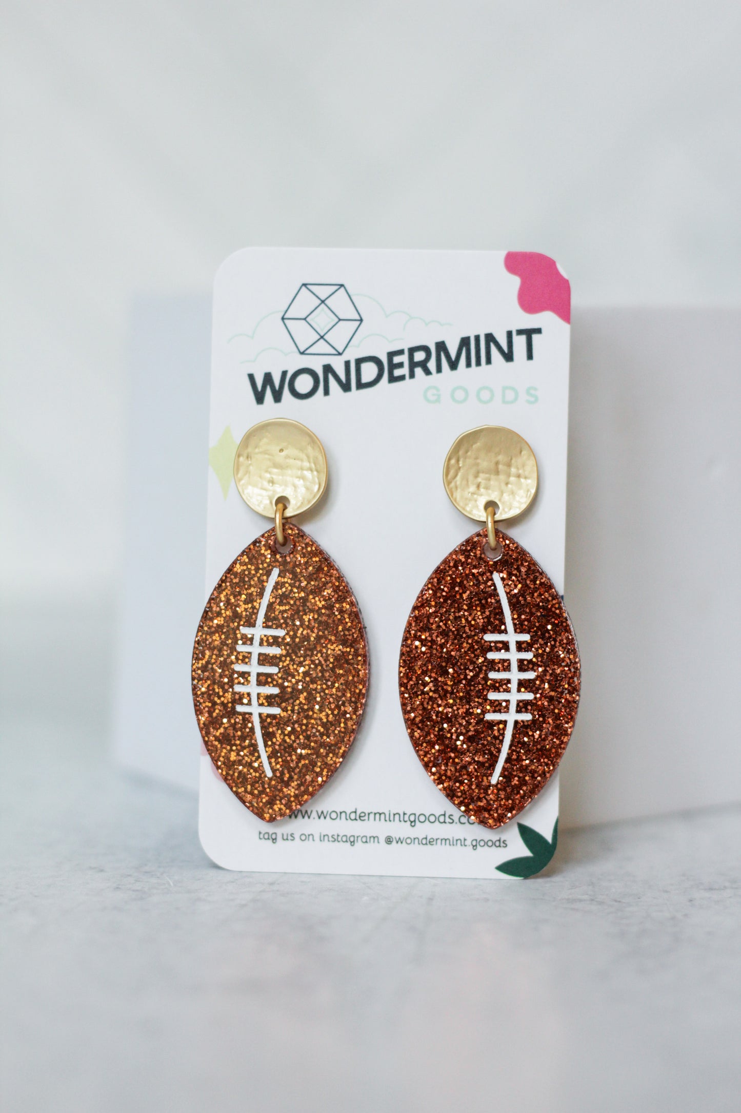 Glitter Football Acrylic Earrings