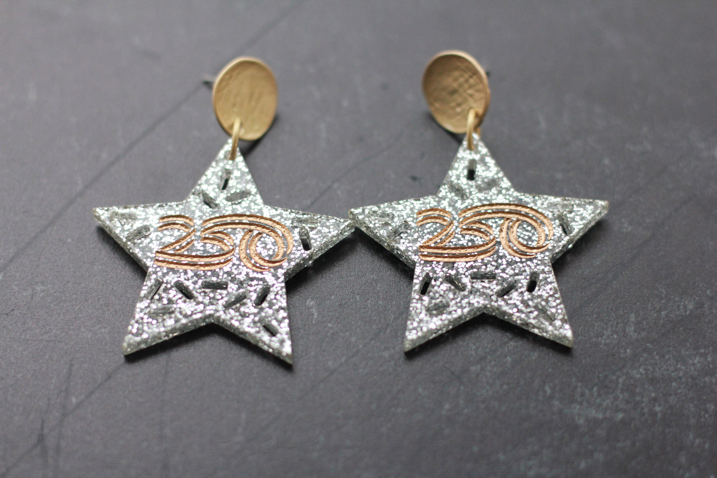 America250 Silver Glitter Sprinkle Cutout Earrings