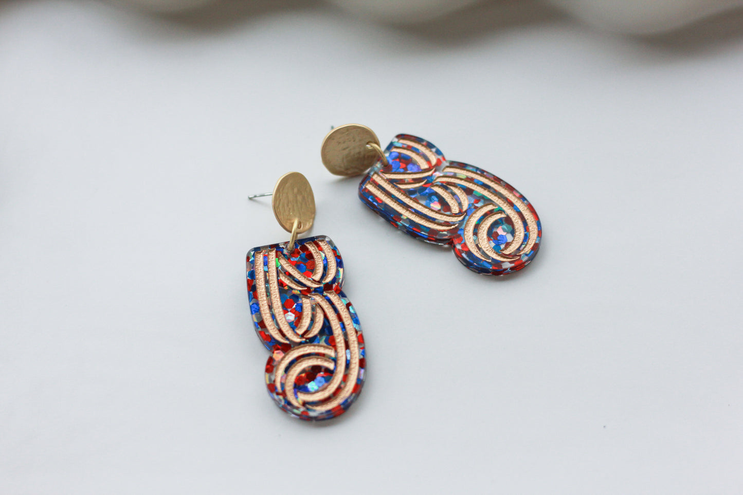 America250 Patriotic Confetti Logo Earrings