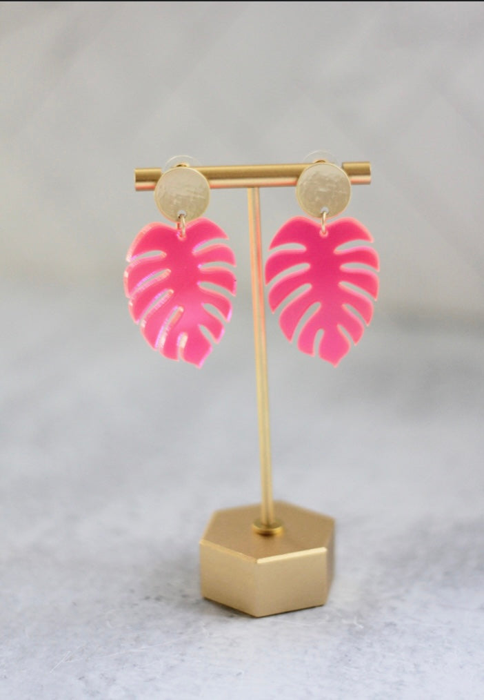 Monstera Leaf Acrylic Earrings