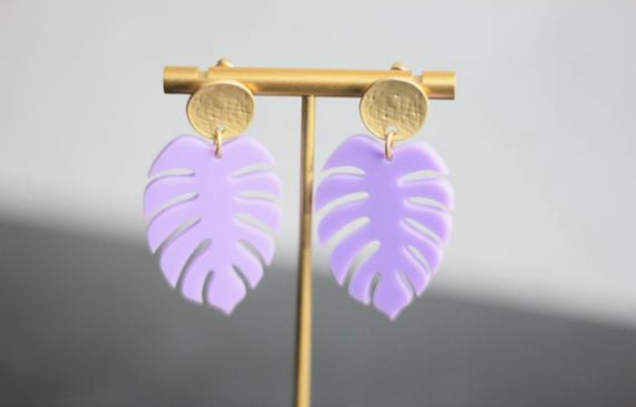 Monstera Leaf Acrylic Earrings