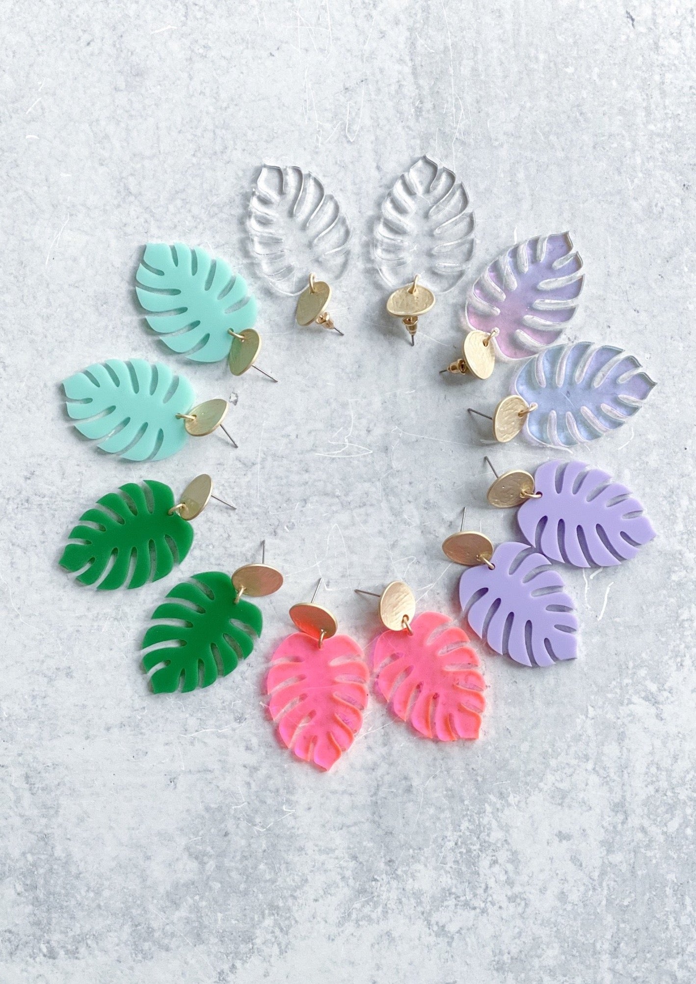 Monstera Leaf Acrylic Earrings