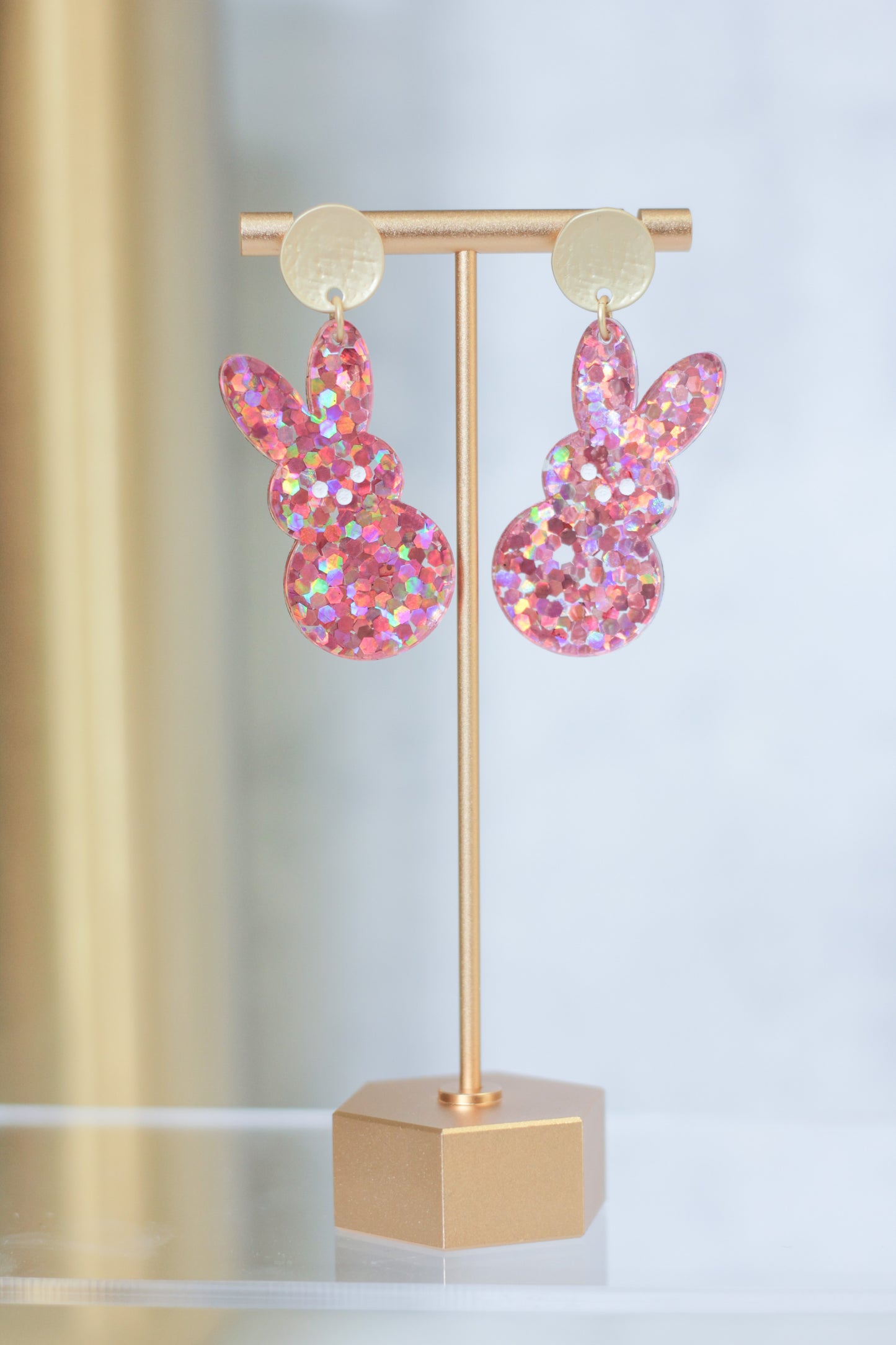 Glitter Peep Bunny Earrings