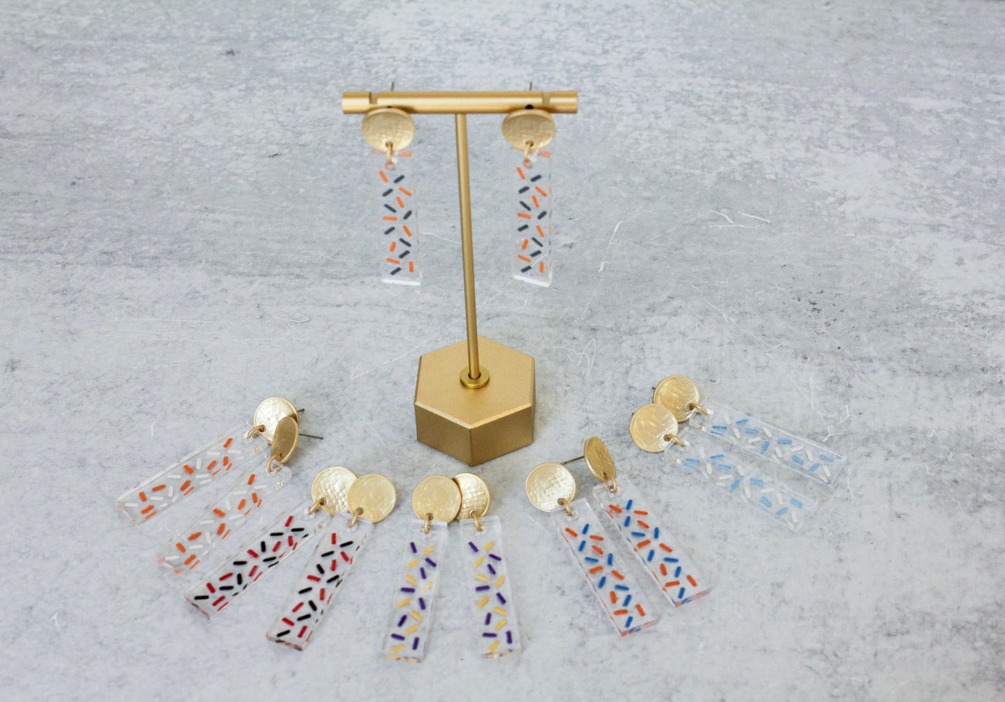 Gameday Confetti Acrylic Bar Earrings