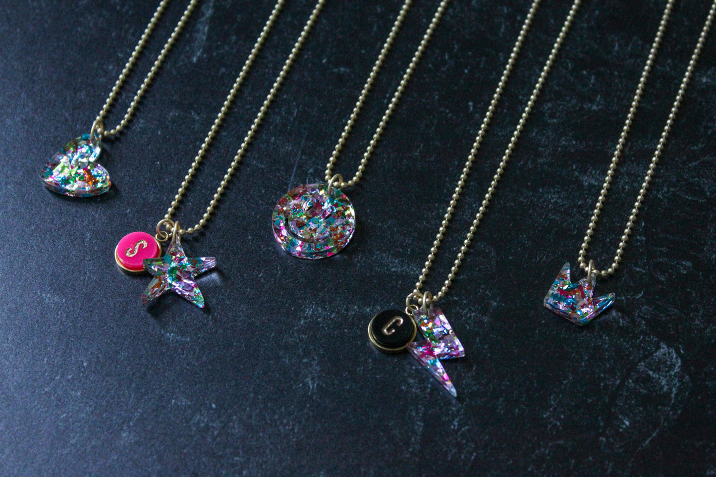 Kids Ball Chain Confetti Charm Necklace - Single