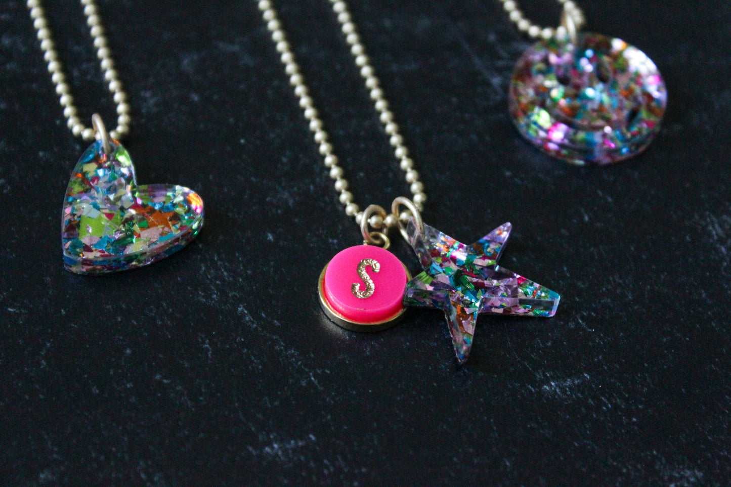 Kids Ball Chain Confetti Charm Necklace - Single