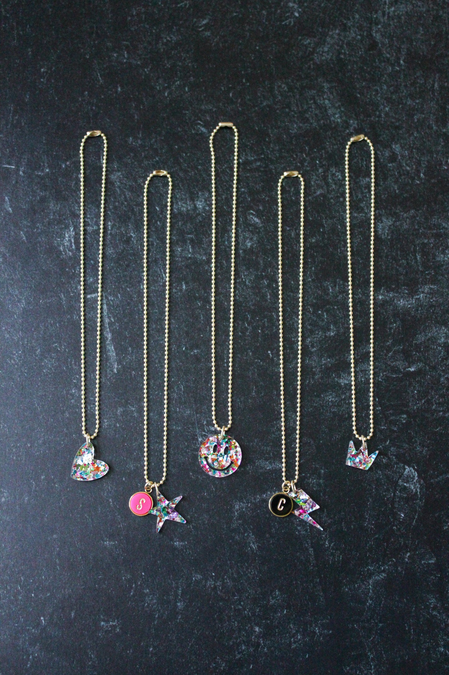 Kids Ball Chain Confetti Charm Necklace - Single