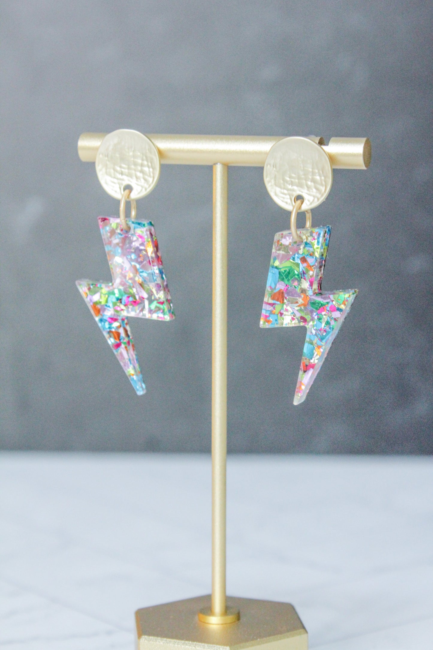 Lightning Bolt Confetti Earrings