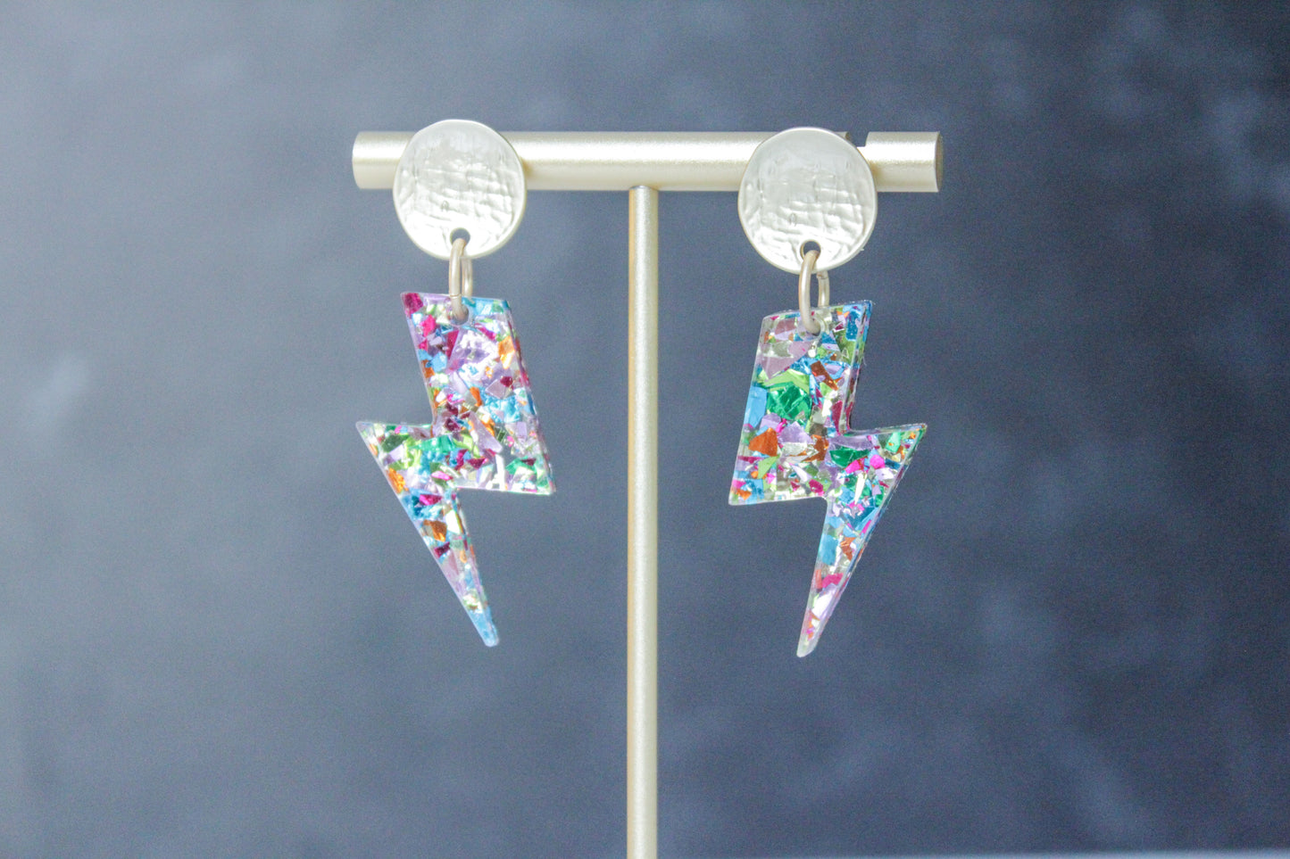 Lightning Bolt Confetti Earrings