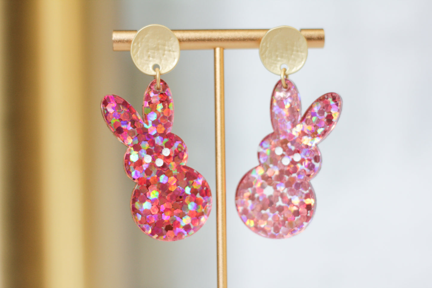 Glitter Peep Bunny Earrings