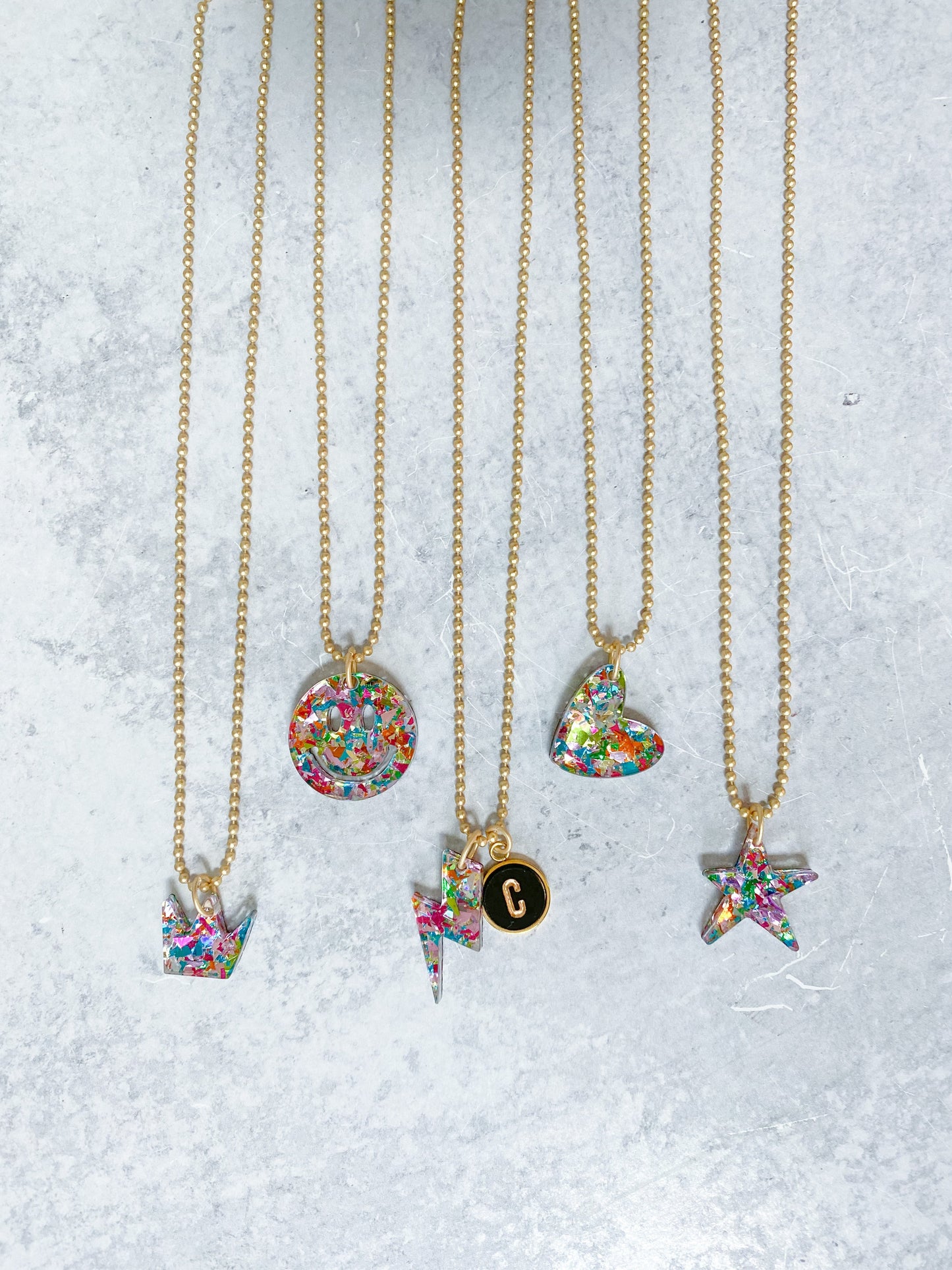 Kids Ball Chain Confetti Charm Necklace - Single
