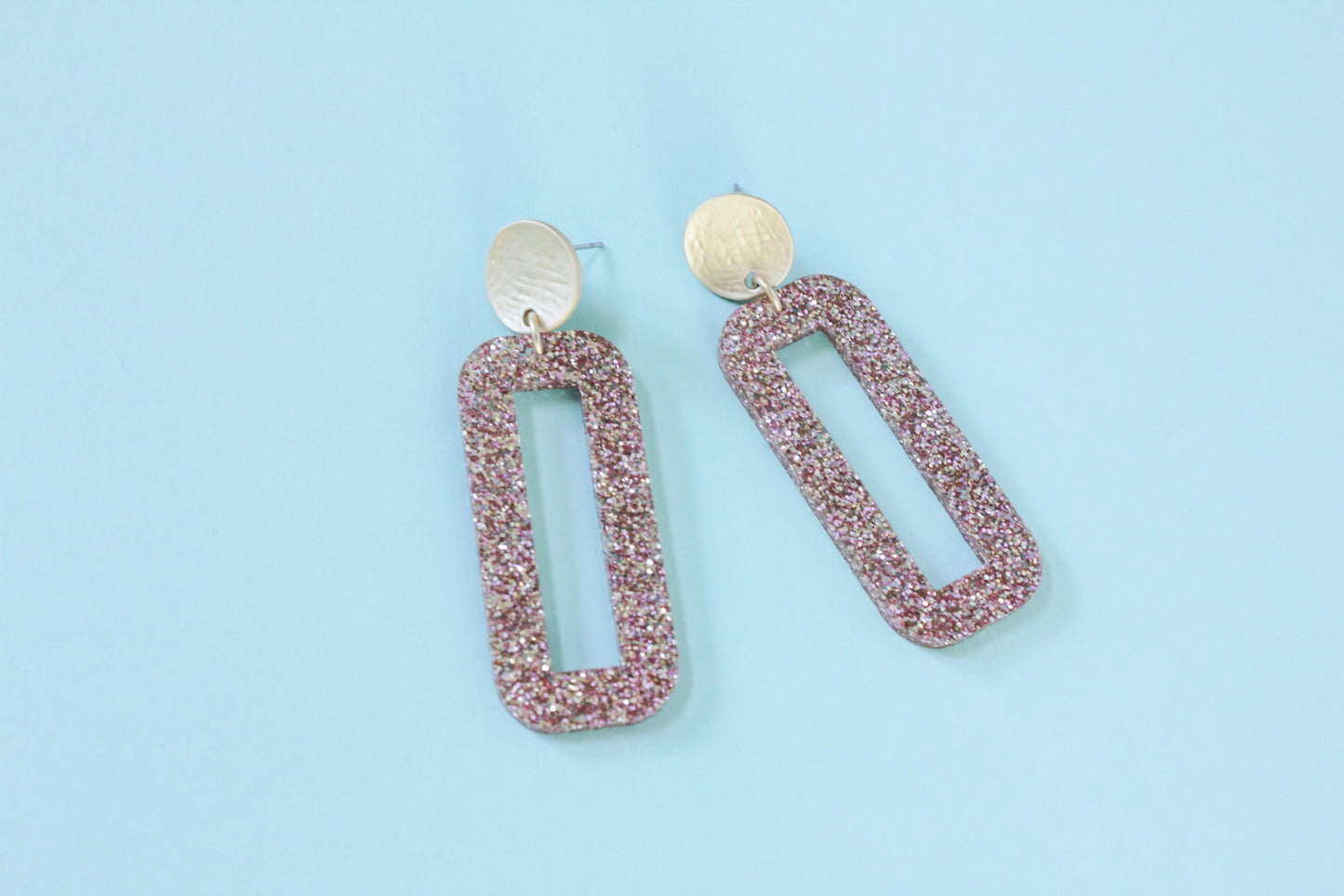 Rose Gold Glitter Rectangle Drops