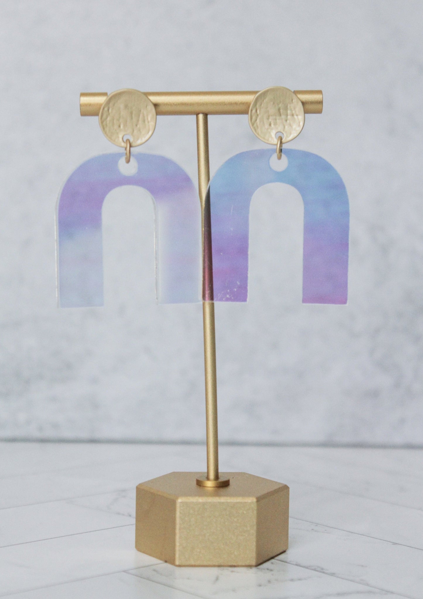 Iridescent Arch Acrylic Earrings
