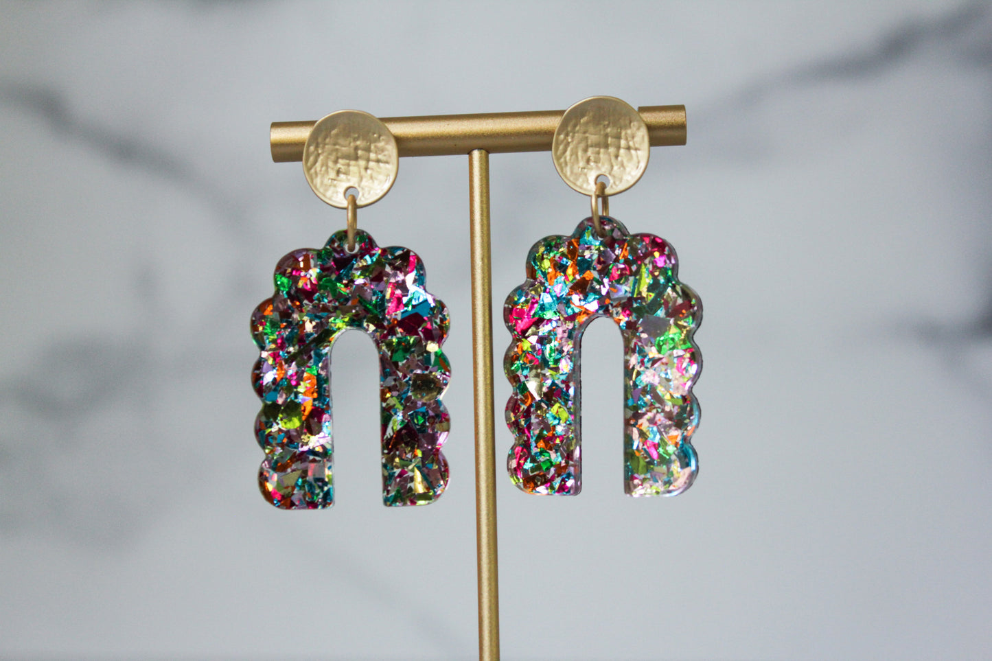 Party Confetti Scalloped Arch Earrings