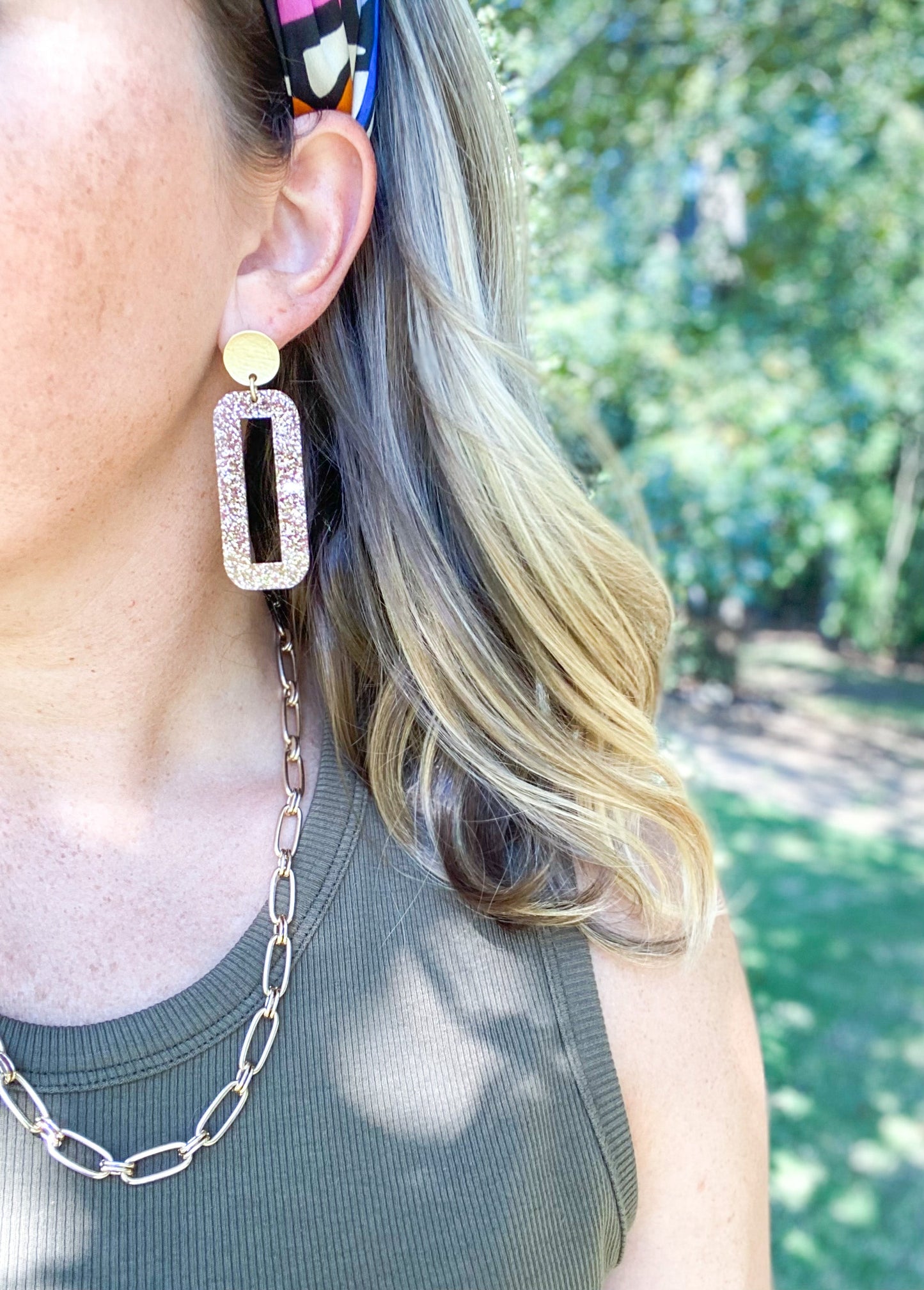 Rose Gold Glitter Rectangle Drops