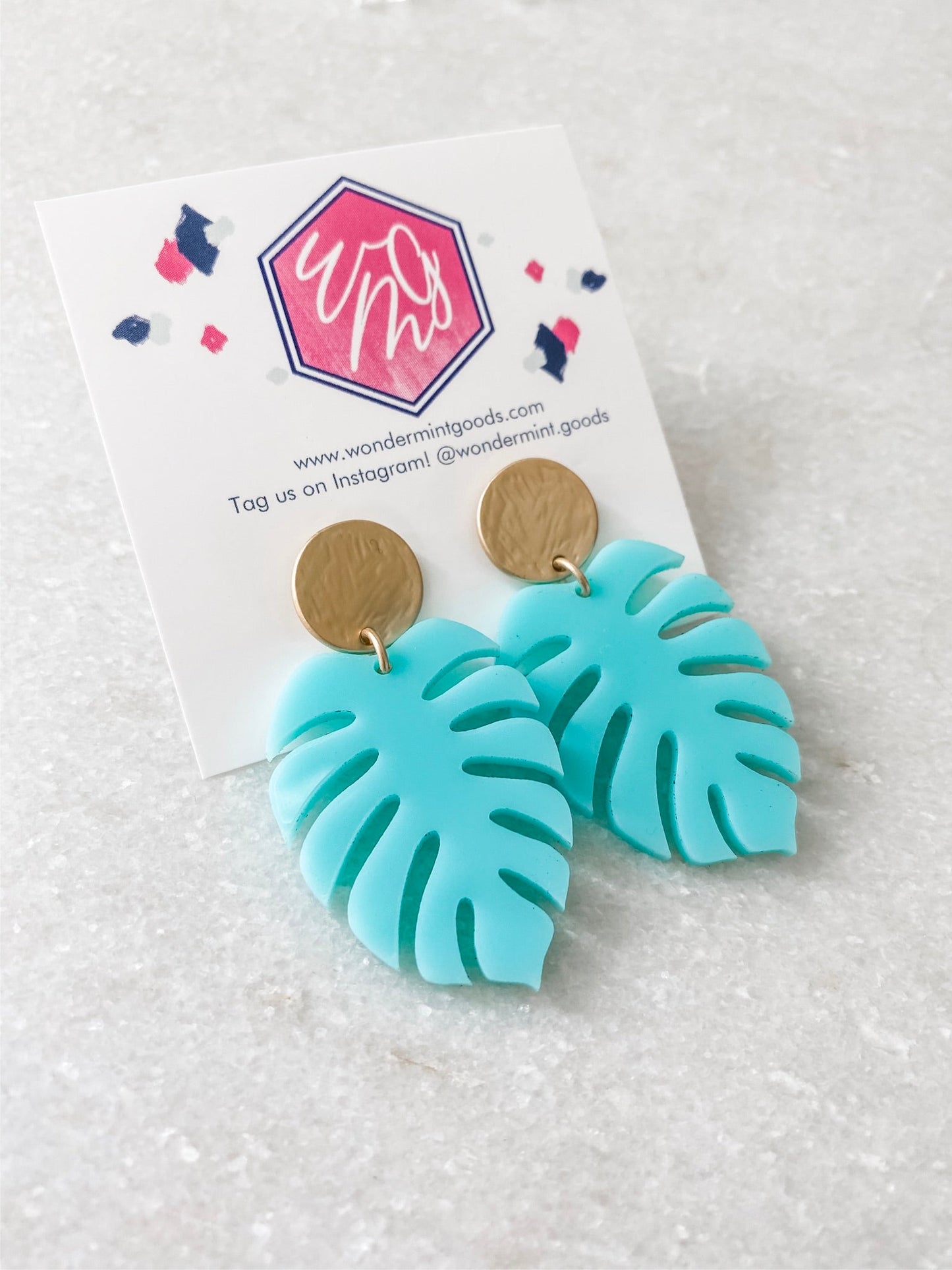 Monstera Leaf Acrylic Earrings - Wondermint Goods