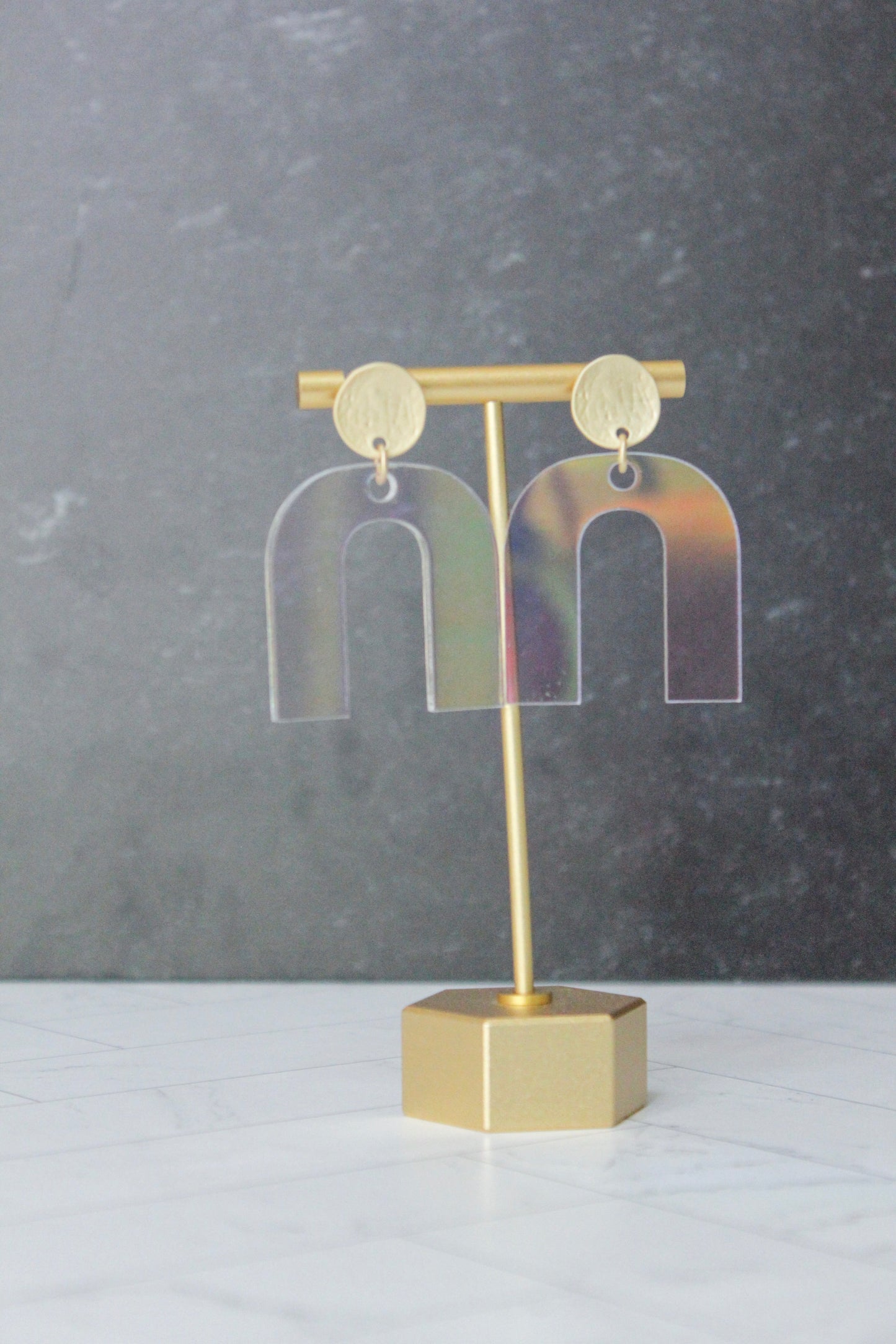 Iridescent Arch Acrylic Earrings