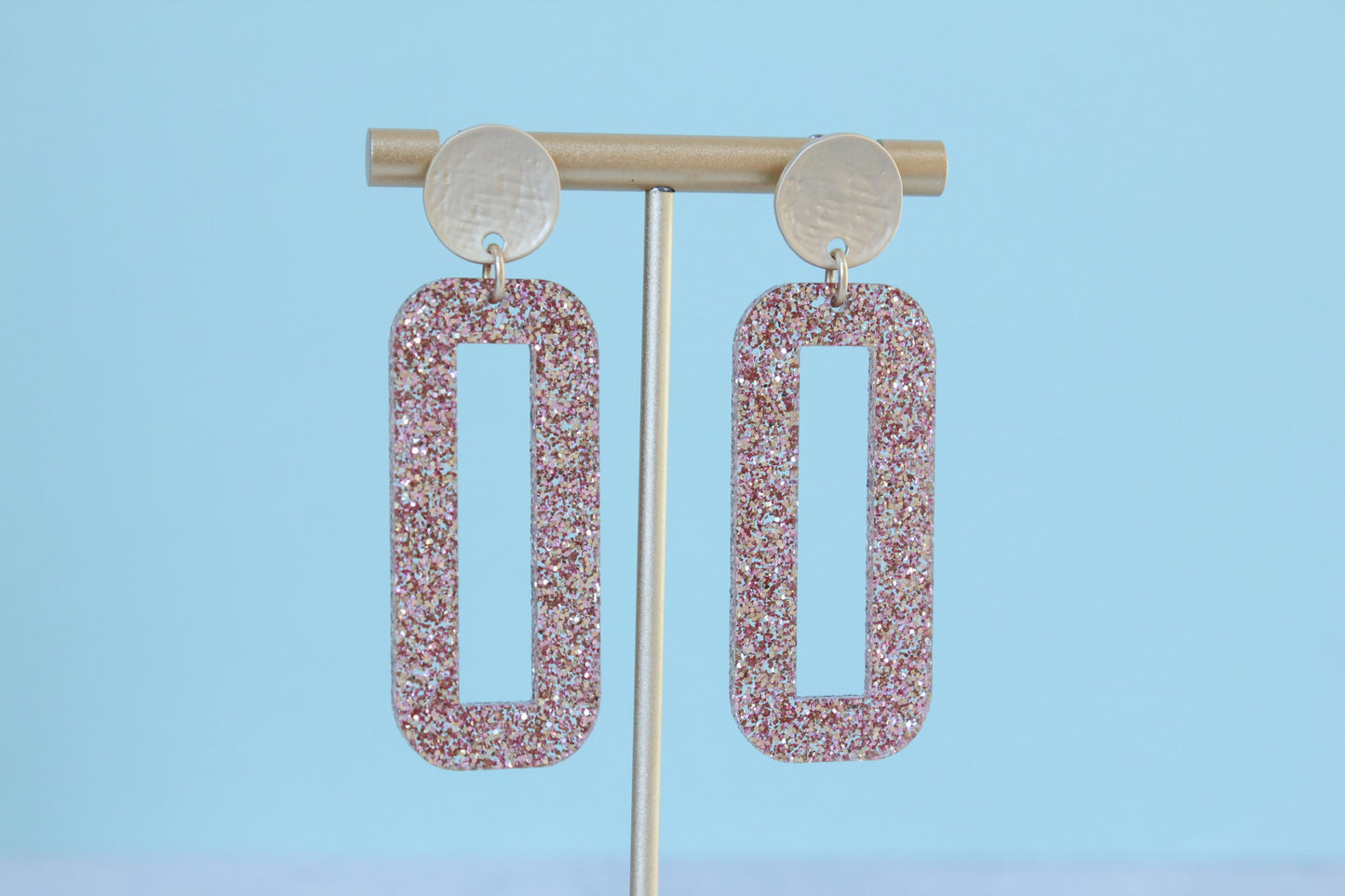 Rose Gold Glitter Rectangle Drops