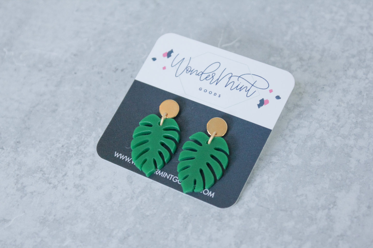 Mini Monstera Leaf Earrings