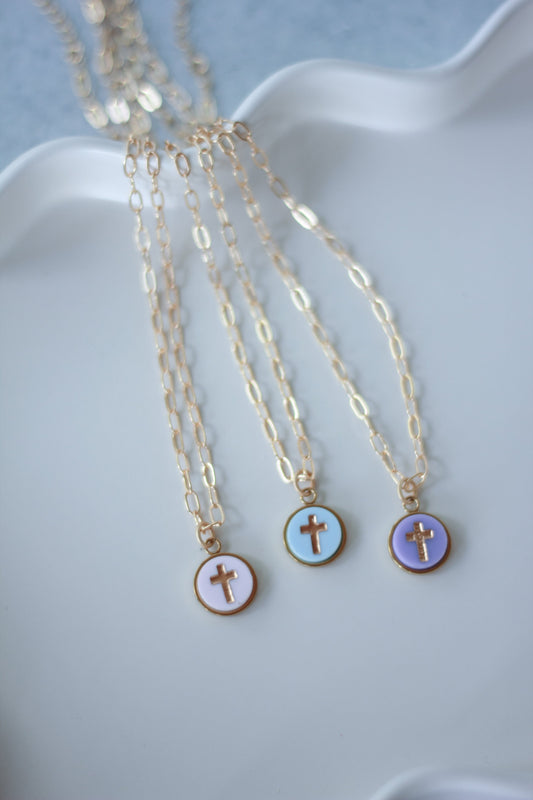 Pastel Cross Layering Necklace