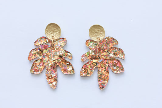 Copper Confetti Leaf Earrings