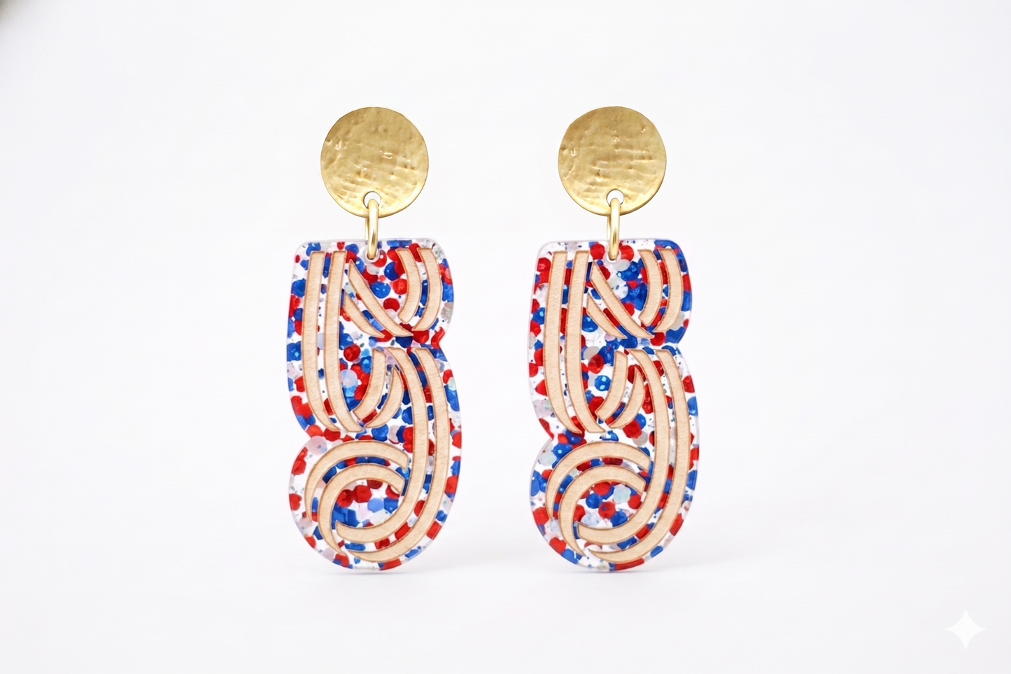 America250 Patriotic Confetti Logo Earrings