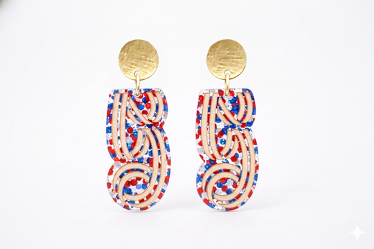 America250 Patriotic Confetti Logo Earrings