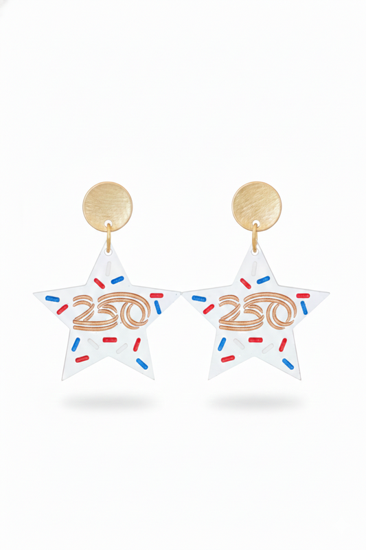 America250 Clear Acrylic Sprinkle Star Earrings