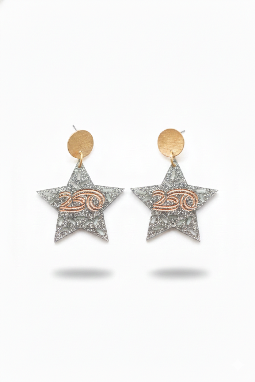 America250 Silver Glitter Sprinkle Cutout Earrings