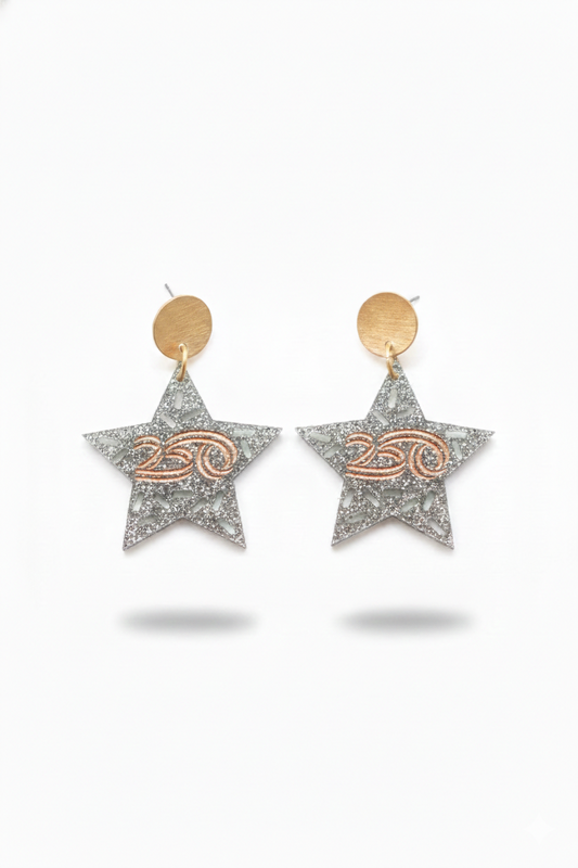 America250 Silver Glitter Sprinkle Cutout Earrings