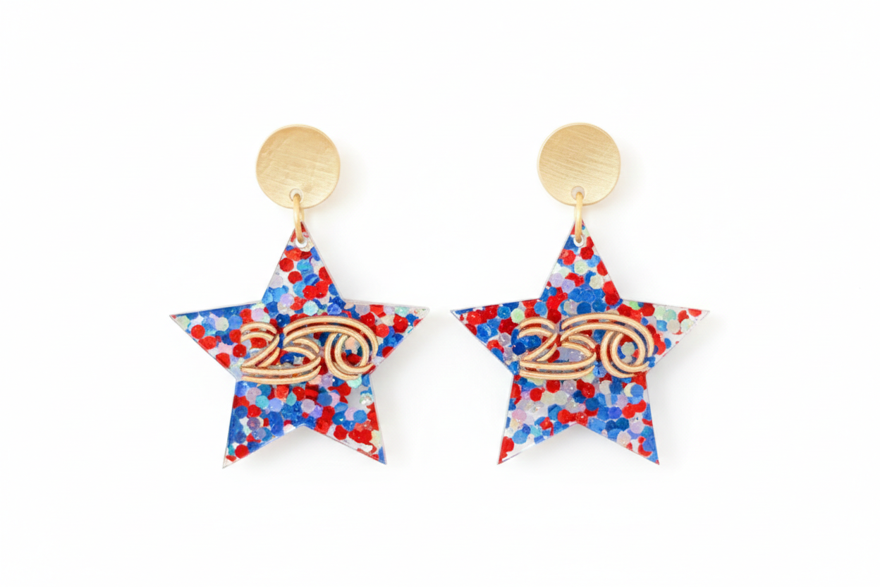 America250 Patriotic Confetti Star Earrings