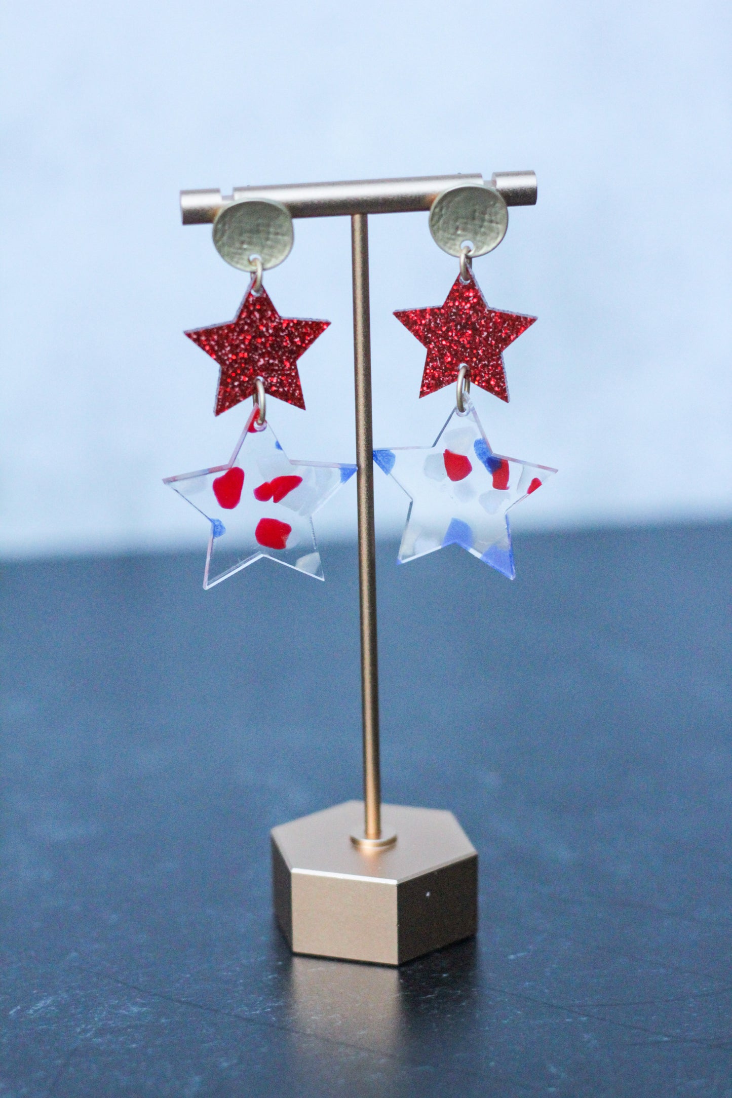 4th of July Star Drop Earrings