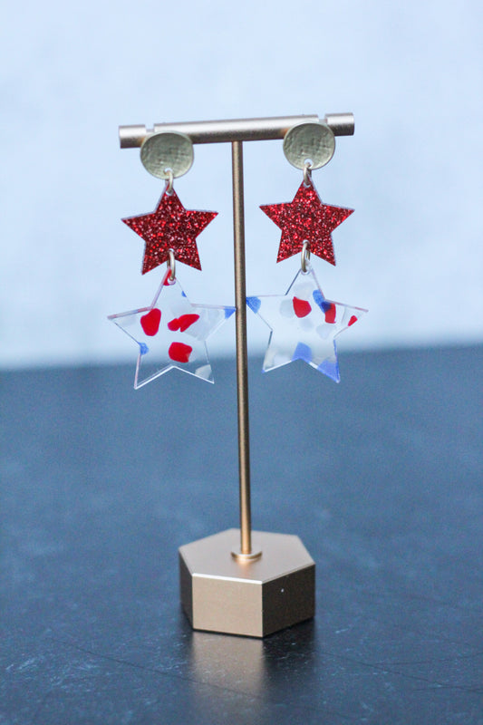 4th of July Star Drop Earrings