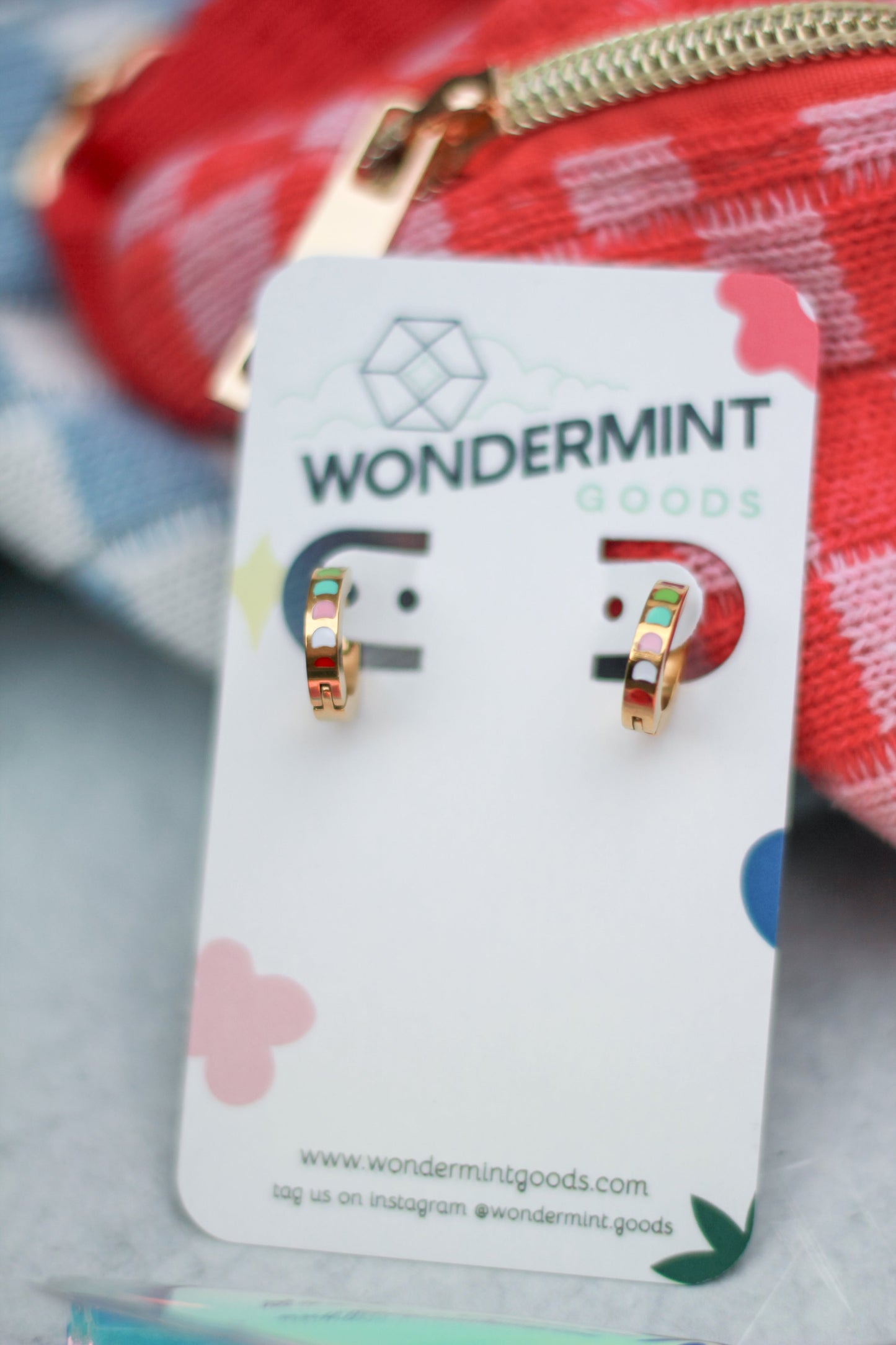 Rainbow Enamel Gold Chunky Huggie Hoops