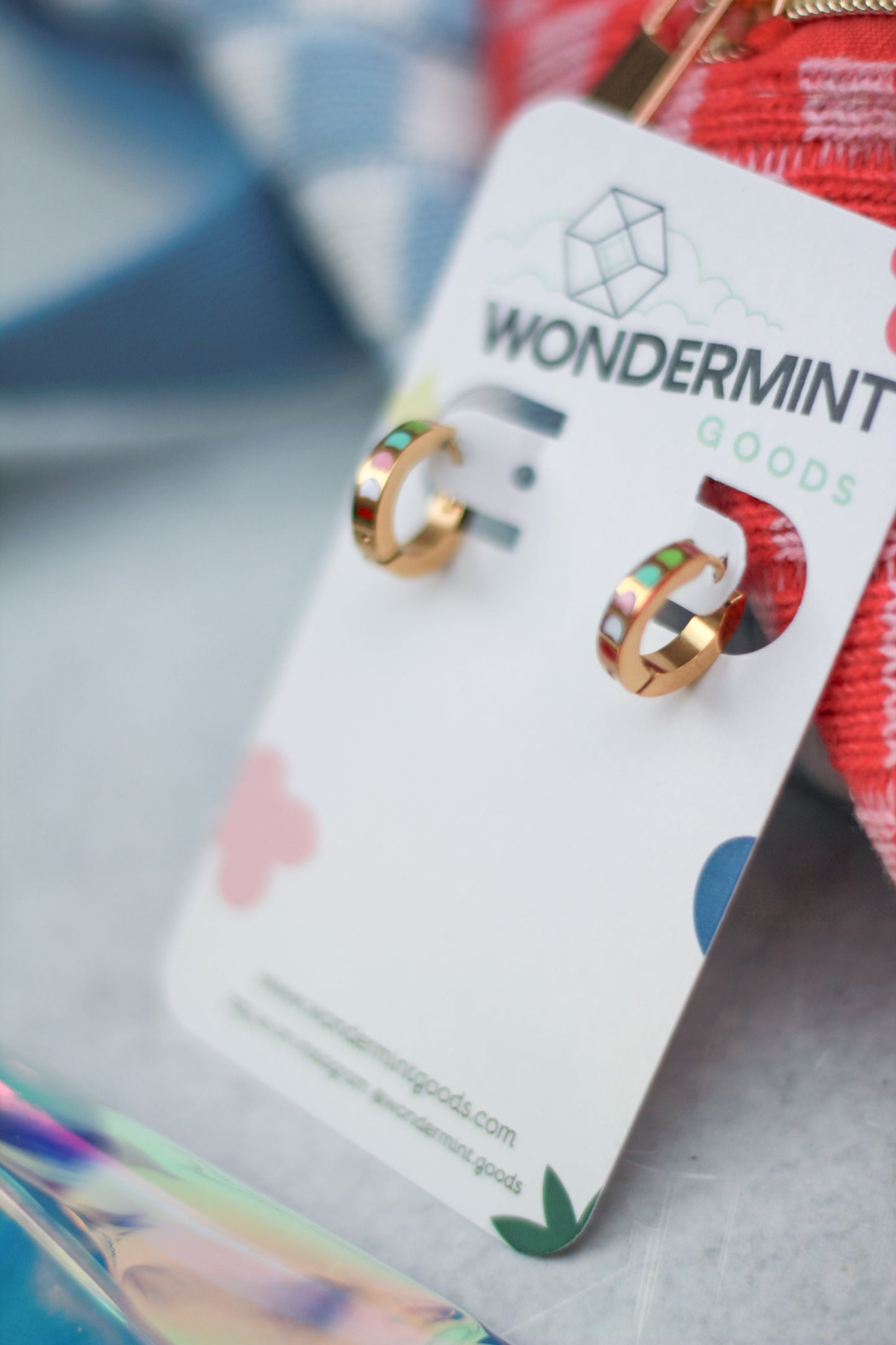 Rainbow Enamel Gold Chunky Huggie Hoops