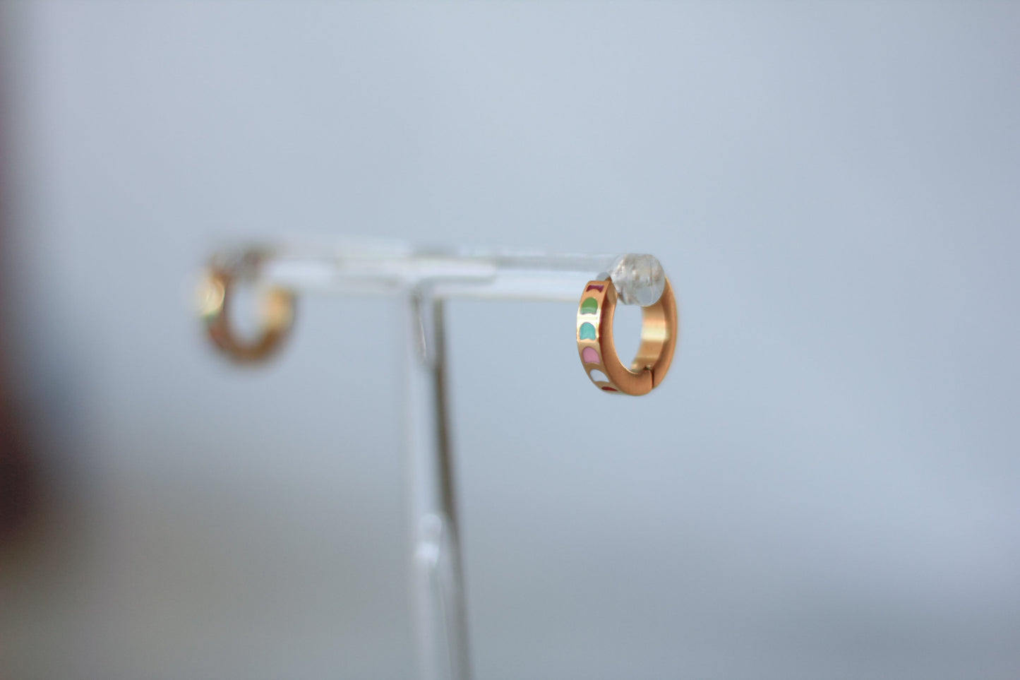 Rainbow Enamel Gold Chunky Huggie Hoops