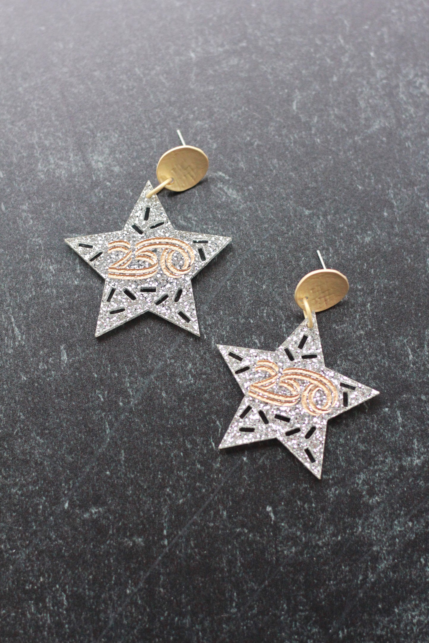 America250 Silver Glitter Sprinkle Cutout Earrings