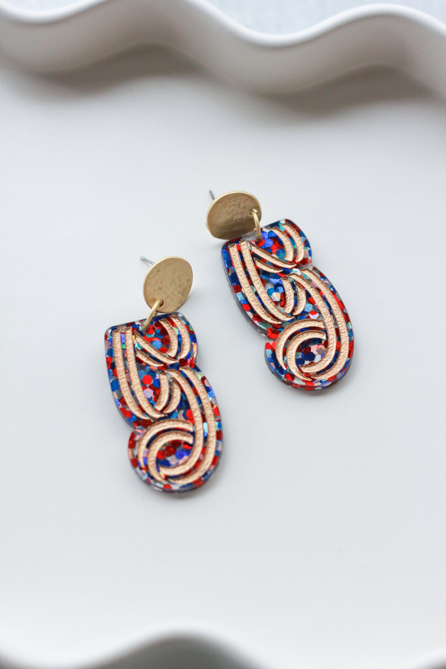 America250 Patriotic Confetti Logo Earrings