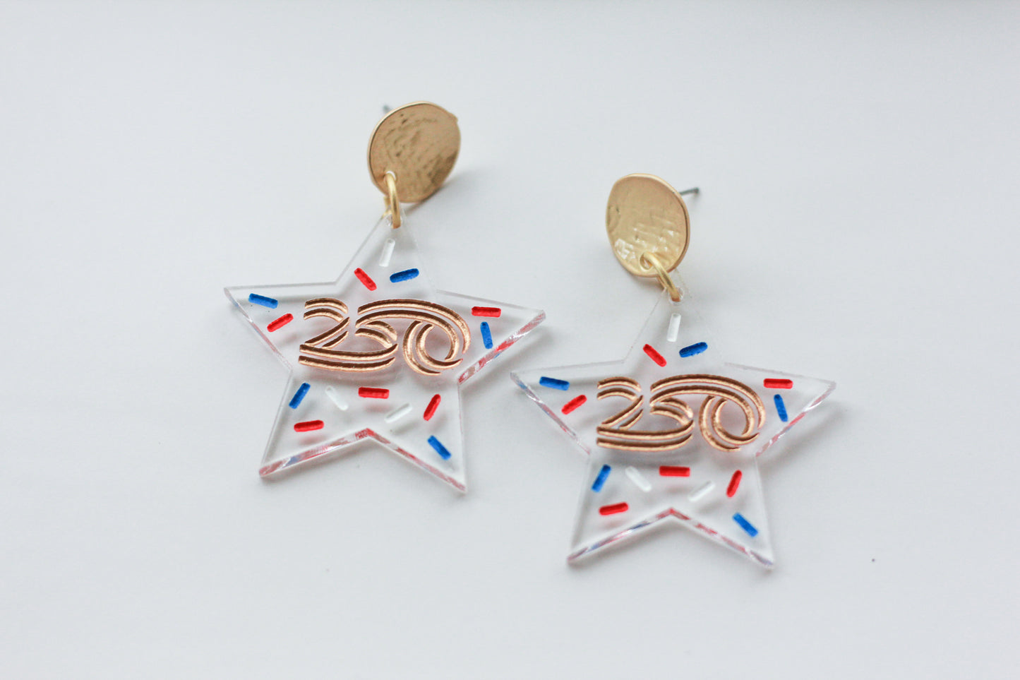America250 Clear Acrylic Sprinkle Star Earrings