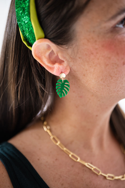 Mini Monstera Leaf Earrings