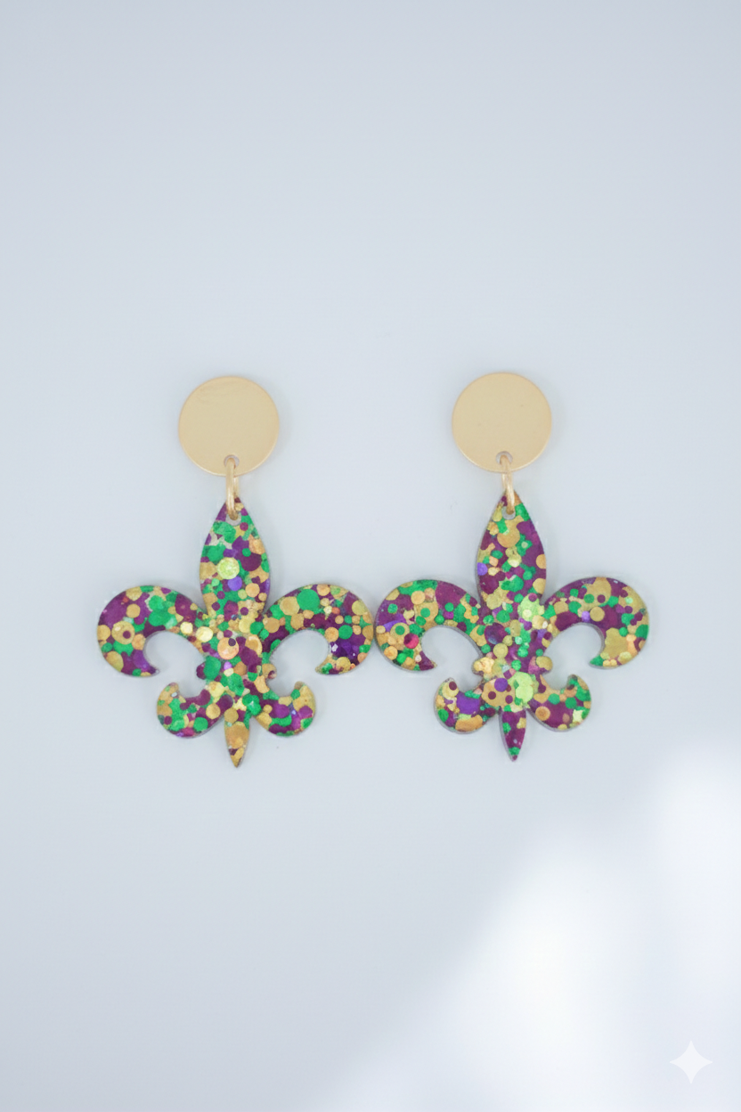 Mardi Gras Fleur de Lis Earrings