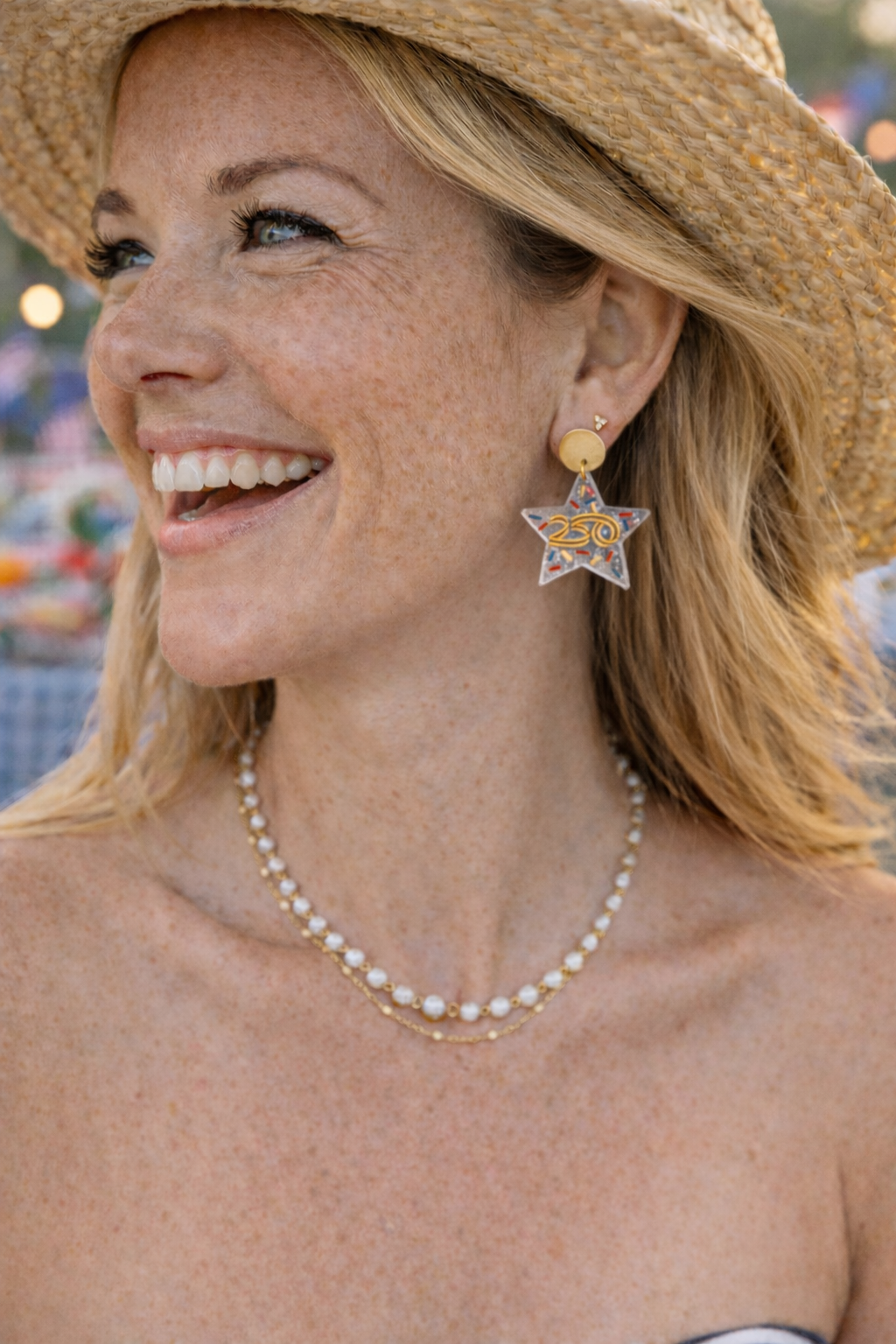 America250 Clear Acrylic Sprinkle Star Earrings