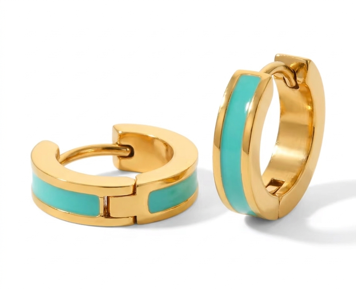 Enamel Stripe Hoops