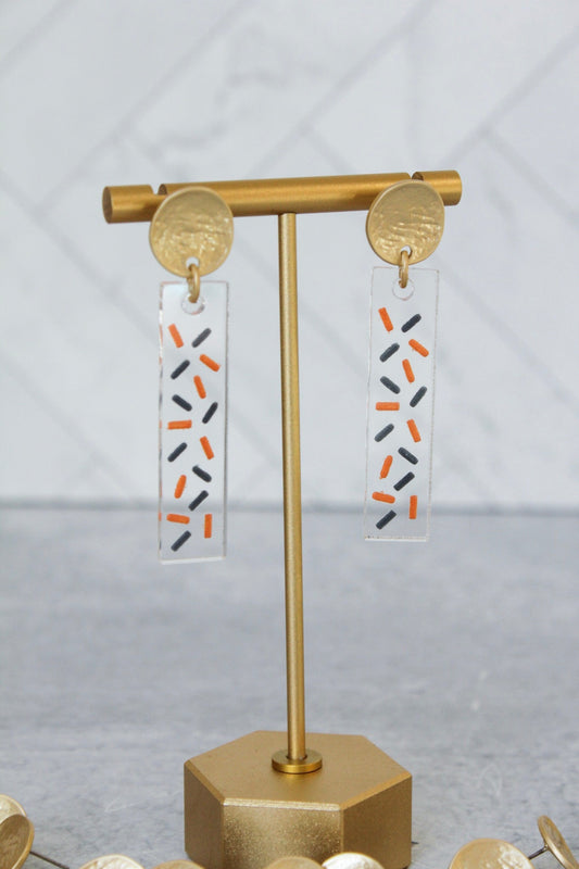 Gameday Confetti Acrylic Bar Earrings
