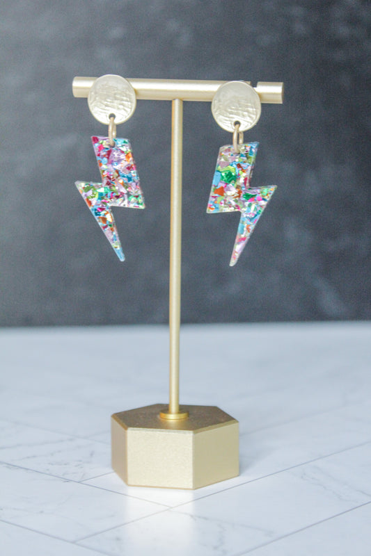 Lightning Bolt Confetti Earrings