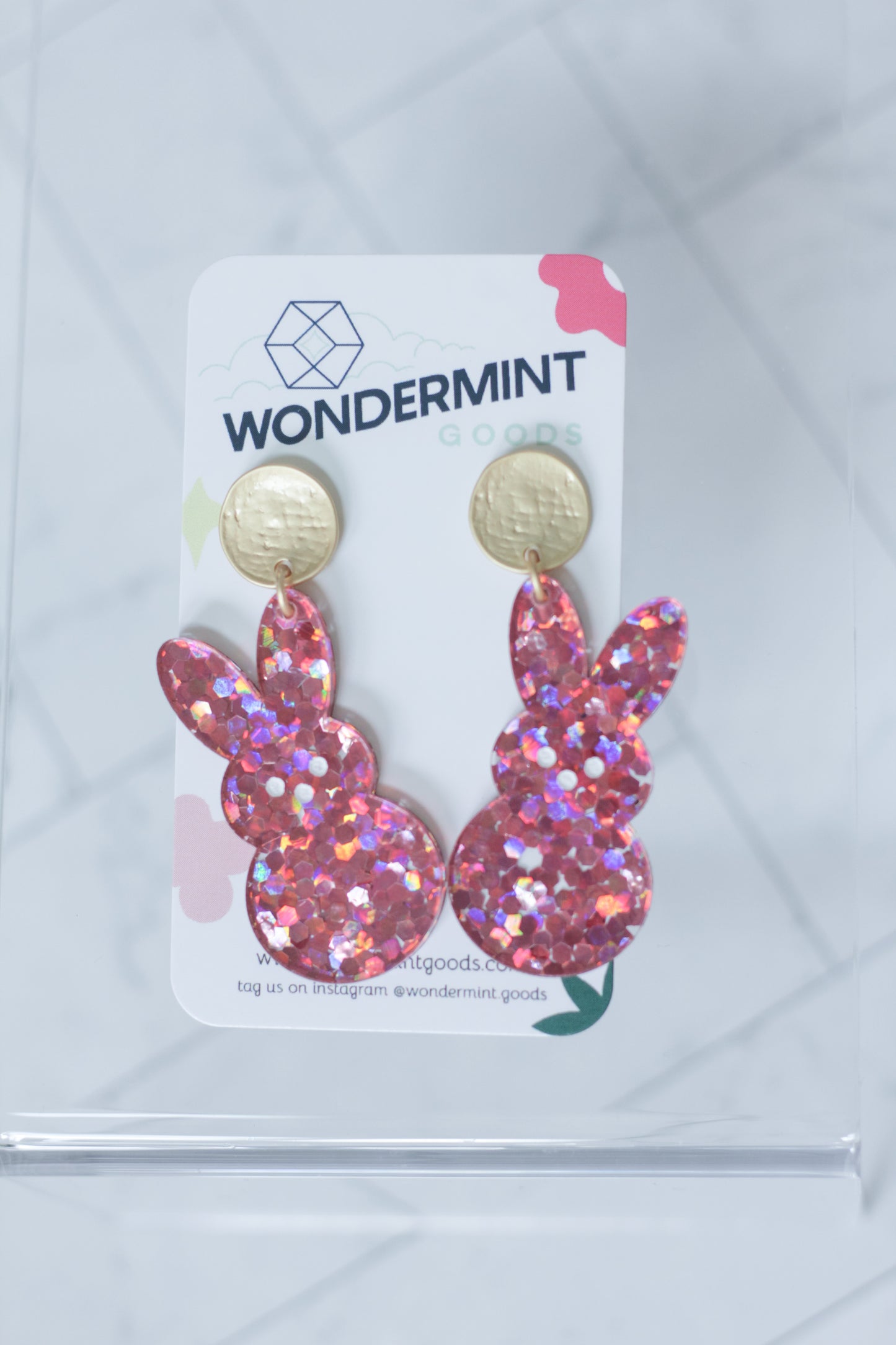 Glitter Peep Bunny Earrings