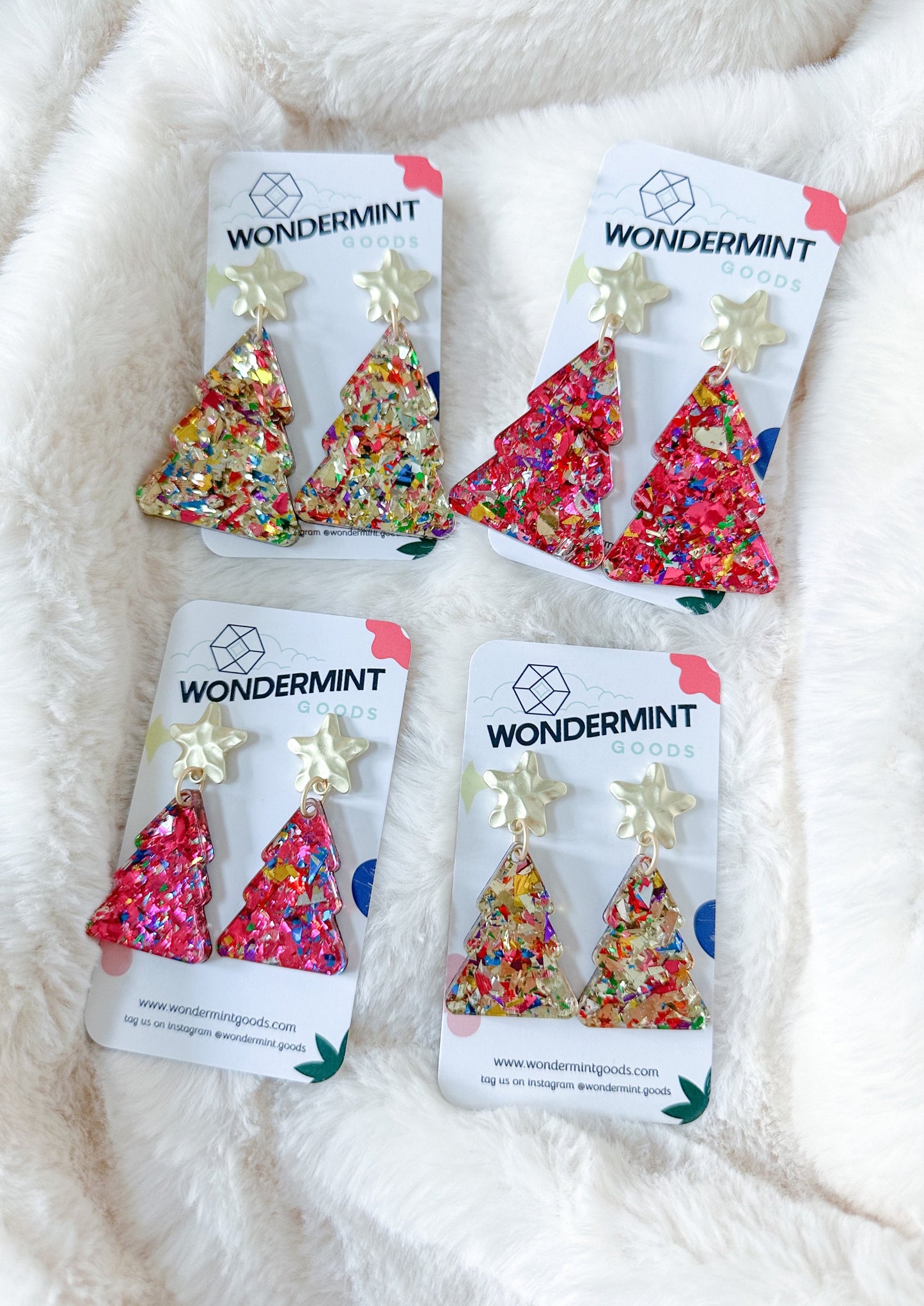 confetti christmas tree earrings