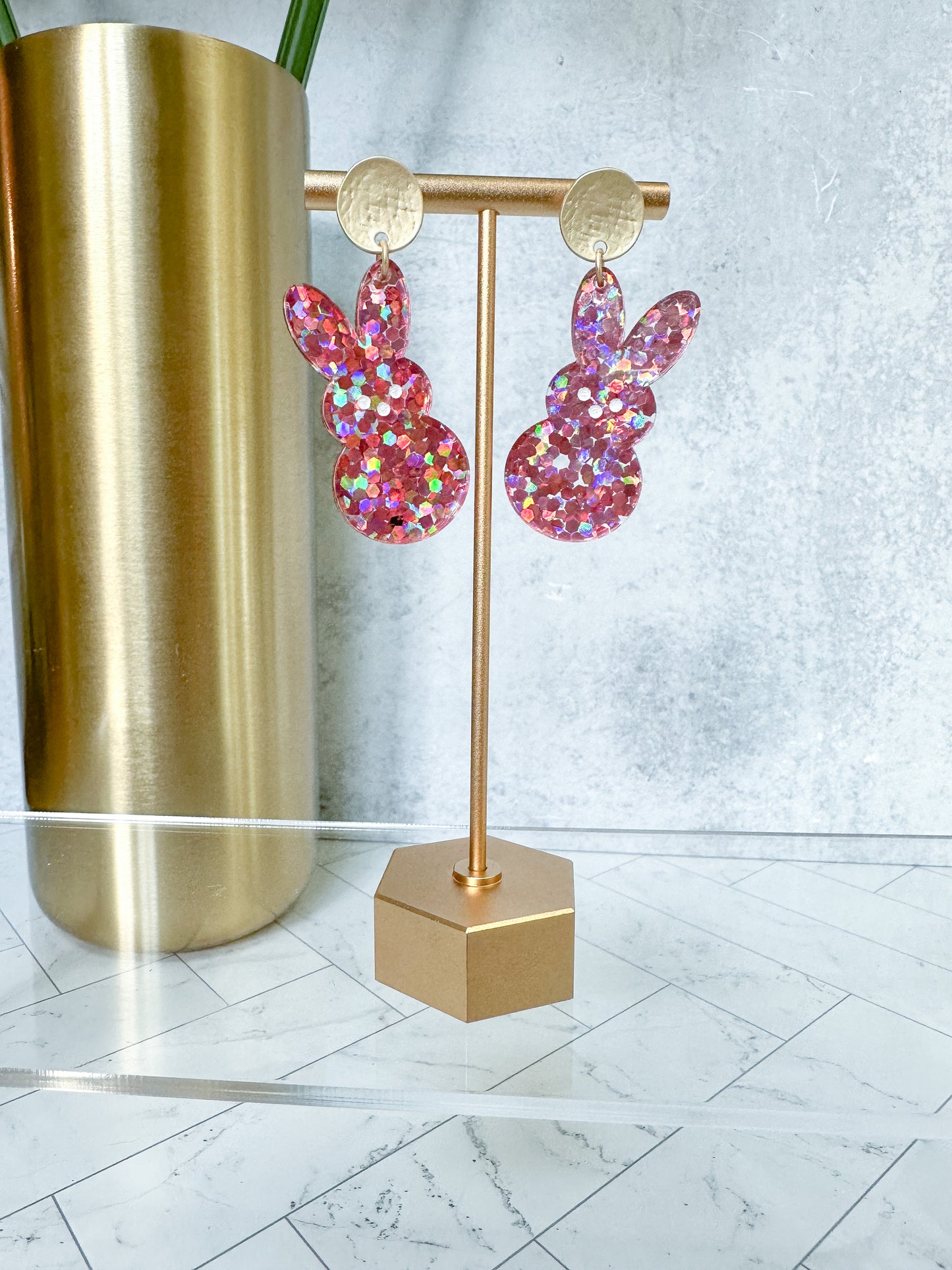 Glitter Peep Bunny Earrings