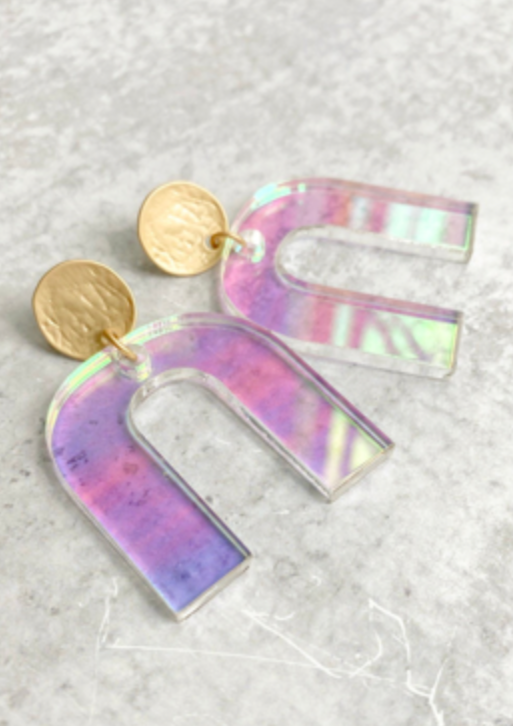 Iridescent Arch Acrylic Earrings