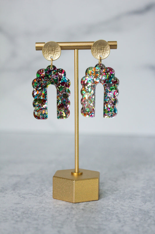 Party Confetti Scalloped Arch Earrings